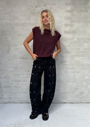 Button detail wide jeans Black Denim ROTATE By Birger Christensen 